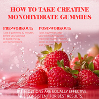 Gomitas de Monohidrato de Creatina de marca personalizada para el crecimiento muscular, entrenamiento, recuperación de energía, suplementos naturales para adultos