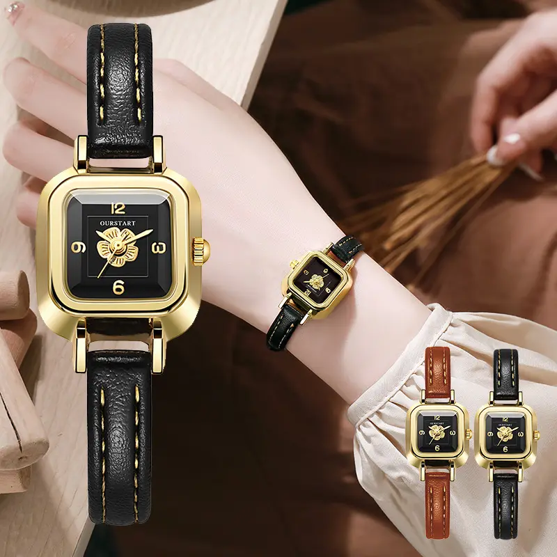 Роскошные кварцевые часы Reloj de damas, женские модные квадратные кожаные часы для женщин