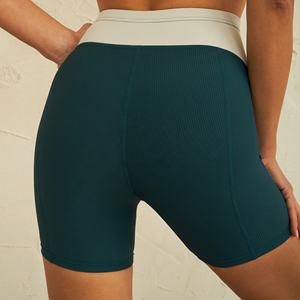 Pt Sports Biker Shorts Couleur Bloqué Ruché Nylon Tissu Running Workout Collants Courts Bas Étiré Vêtements Bodyshape - Product Image 2