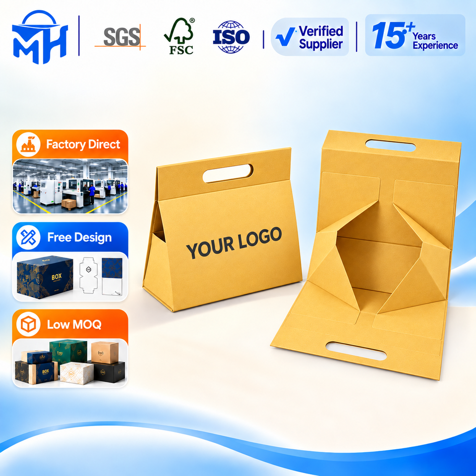 OEM ODM Custom Logo Folding Paper Gift Boxes with Handle for Cosmetics ...