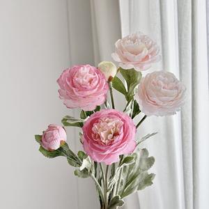 Flores de Peonía Artificiales Qianzilulian, de Seda con Flocado, Alta Simulación, para Decoración de Bodas y Hogar, Ramo - Product Image 3