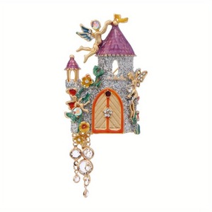 Broches Clásicos Vintage de Cristal con Diseño de Castillo de Elfo de Fantasía para Mujeres y Hombres, Pines Esmaltados Retro de Edificios, <span class=keywords><strong>Regalo</strong></span> - Product Image 5