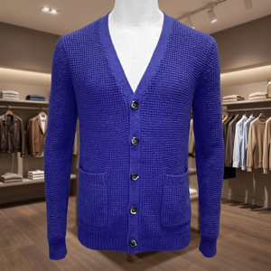 Cardigan en tricot à manches longues à col en V boutonné décontracté pour homme, prix raisonnable, personnalisé, coupe confortable, anti-froissement, rapide - Product Image 3