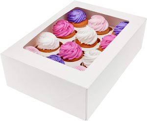 Cajas Blancas para 12 Cupcakes, Contenedores para Cupcakes para Año Nuevo, San Valentín, Pascua, Día de la Madre, Día de la Independencia, Día del Padre - Product Image 1