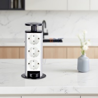 Prise de table escamotable intelligente moderne en alliage d'aluminium blanc, 3 prises, 3 ports de sortie EU, courant nominal 16A, IP44