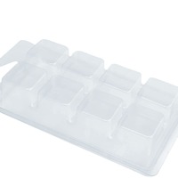 Boîtes à bougies transparentes en blister carrées à 6/8 compartiments, personnalisables en direct d'usine, avec couvercle, contenants en plastique de qualité alimentaire