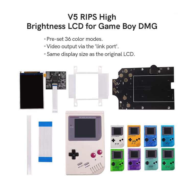 Kit LCD IPS Con Shell Rossa Pre-tagliata Per Nintendo Game Boy DMG &ndash; Versione RIPS E Super OSD