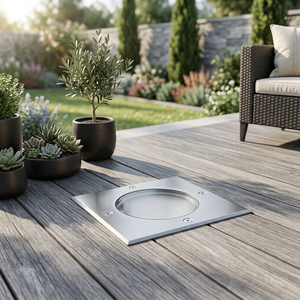 IP65 <strong>Solar</strong> LED Driveway <strong>Deck</strong> <strong>Light</strong> <strong>for</strong> Garden Pathway &amp; Yard-Silver/Black Buried Disk Design 2-Year Warranty - Product Image 1