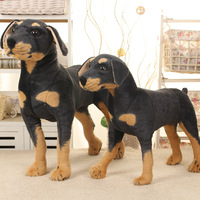Peluche réaliste de chien Rottweiler noir debout, jouet en peluche animal simulé avec pattes pour compagnie ou décoration intérieure