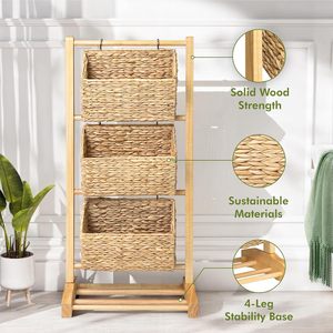 Étagère de rangement avec 3 paniers tissés 35,04 x 16,54 x 11,02 pouces, organisateur de salon détachable pour articles divers - Product Image 2