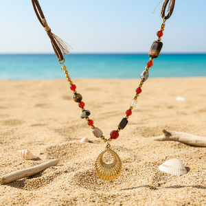 Nuevo Collar de Moda <span class=keywords><strong>2026</strong></span> con Colgante de Piedra Natural de Ágata Roja con Diseño de Ojo de Tigre, Collares con Cordón de Cuero para Mujer - Product Image 3