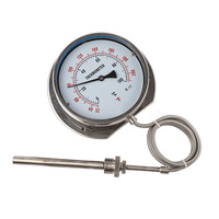 Termometer Industri Bimetal Baja Tahan Karat HUBEN Tipe Flens Aksial Skala Ganda IP55 Tahan Air WSS-401