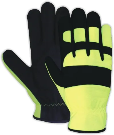 Fabrika satış CE sertifikalı Hi-vi yeşil Mechanicsl eldiven genel çalışma/otomobil/mekanik-7623 emniyet eldiveni