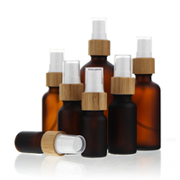 Emballage cosmétique vide en bambou 10ml 20ml 30ml 50ml 100ml givré ambre brouillard lotion pompe verre vaporisateur avec couvercle en bambou