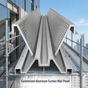 Panneaux de profilés de mur-rideau en aluminium modernes, anti-corrosion, pour l'extérieur des bâtiments, design contemporain - Product Image 1