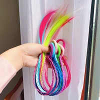 Go Party – perruque colorée arc-en-ciel pour enfants, bandes de cheveux élastiques, tresses synthétiques, porte-queue de cheval, Extensions de cheveux