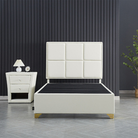 Lit plateforme simple pliable de luxe, design classique mi-siècle moderne, rembourré, écologique, gain de place pour chambre à coucher