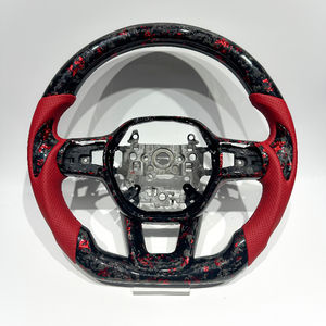 Volant en cuir perforé rouge avec fibre de carbone forgée rouge pour Honda Civic 11e génération CR-V 6e génération Pièces de voiture Livraison directe Sport - Product Image 1