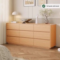 Commode de chambre et meuble de rangement de chevet en bois massif style cabane en chêne, 3 à 9 tiroirs, grande capacité, modèle OYG215, fabriqué en Chine
