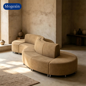 Modern Curved Modular Sectional <b>Sofa</b> S-Shaped Upholstered Lounge <b>Sofa</b> for Hotel Lobby <b>Office</b> - Product Image 3