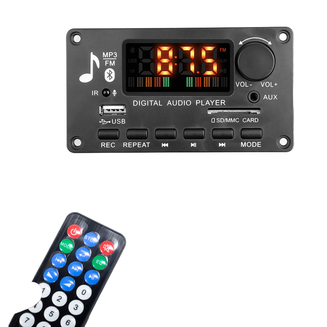 Portable 2*40W 12V Class D Stereo Decoder 5.0 Digital Power Amplifier Board Mini Card Voice Recorder FM Wireless Plastic