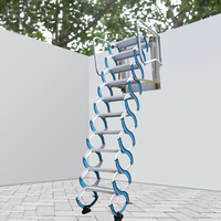 Escalier Électrique Télescopique de Grenier Pliant en Acier pour Ménage Automatique Echelle Électrique Echelles de Grenier Pliantes avec Main Courante