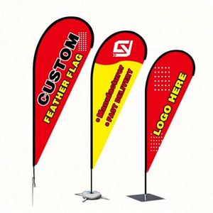 Outdoor Custom Logo Design Printed Custom Flying Feather Teardrop Beach <b>Flag</b> Banner Poles Spike Cross Base Advertising Polyester - Product Image 4