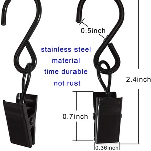 Ju Shang S-Shaped Hook Clips 2.4in 3.0in Silver Iron Curtain <b>Shower</b> Door Hooks Suspension <b>Storage</b> Hooks - Product Image 3