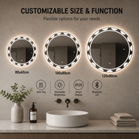 Smart Round LED Bathroom Vanity Mirror with Front & Backlit Lighting, Stepless Dimming, 3 Color Temperature, Anti-Fog,Bluetooth