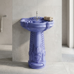 Matt Black <b>Rustic</b> Ceramic Rectangular Pedestal Wash Basin with Drainer 12L Modern <b>Bathroom</b> Sink - Product Image 5