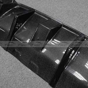 V Style Carbon Fiber <b>Diffuser</b> Rear Lip Bumper Winglet Splitter Fins Spoiler with <b>LED</b> for BMW F10 M5 - Product Image 6