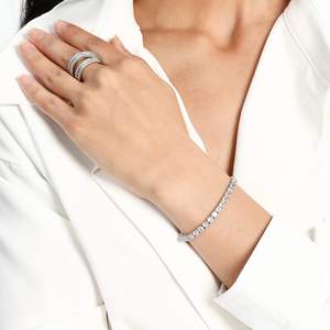 Bracciale Tennis in Argento Sterling S925 di Pregio, Bracciali e <span class=keywords><strong>Bangles</strong></span> con <span class=keywords><strong>Moissanite</strong></span> Taglio Brillante Rotondo alla Moda - Product Image 4