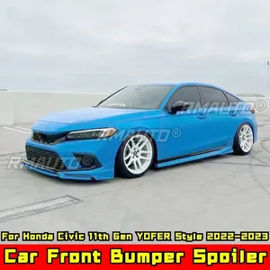 Civic Car Front Bumper Lip Glossy Black YOFER Style Front Bumper <b>Splitter</b> for Honda Civic 11th Gen 2022-2023 Car Accessories - Product Image 3