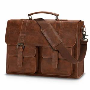 Maletín para Portátil de Cuero PU Vintage y Resistente con Protección Impermeable y Correa de Hombro Ajustable para Hombres Profesionales - Product Image 1
