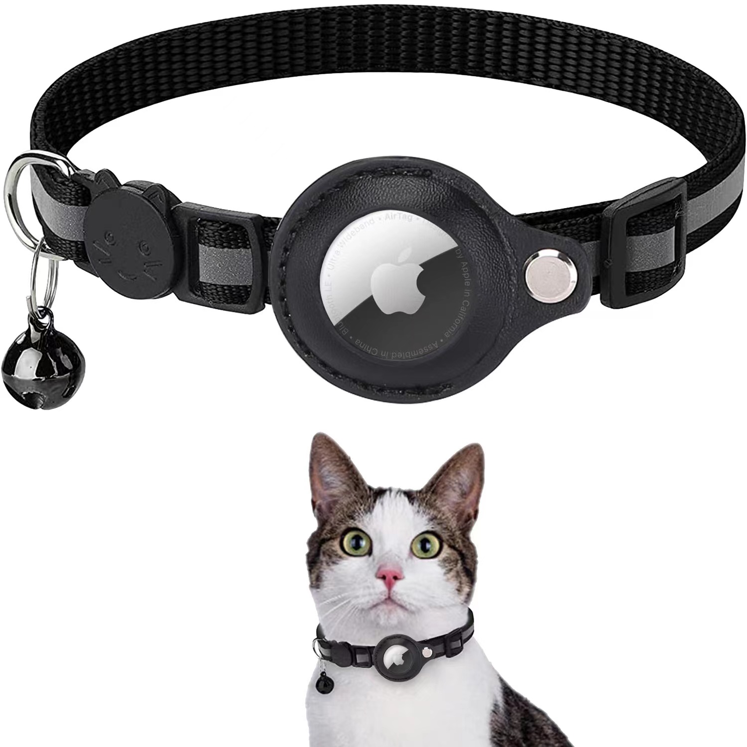 Nice Quality Adjustable Pet Collar Locator Accesstory Cat Collar With Reflective Stripe For Apple Airtag