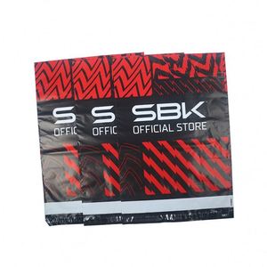 ถุงไปรษณีย์พิมพ์ลายสีแดงแบบรีไซเคิลได้ ถุงโพลีเป็นมิตรกับสิ่งแวดล้อมสำหรับบรรจุภัณฑ์โลจิสติกส์ - Product Image 2