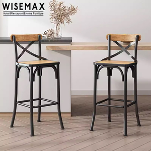 WISEMAX FURNITURE Factory Durable bar Furniture Sets <strong>Black</strong> Wood Stools bar <strong>Chairs</strong> <strong>Arm</strong> Cross X Back bar <strong>Chairs</strong> for Bistro Kitchen - Product Image 5