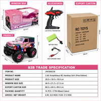 Mobil RC Amfibi Hardtop 4x4 Grosir Warna Pink dan Ungu Kontras dengan Grafik Petir di Atap, 2.4G, Putaran 360 Derajat, Off Road