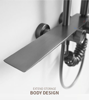 Système de douche à colonne double carrée en laiton avec fonction massage douce, thermostatique, mitigeur de salle de bain mural