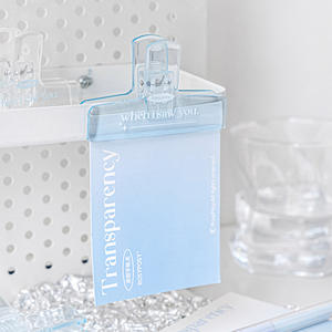 مشبك ورق بلاستيكي شفاف أزرق/بنفسجي للطلاب والمكاتب، حامل مشابك قرطاسية، تم اختباره بنسبة 100% - Product Image 2