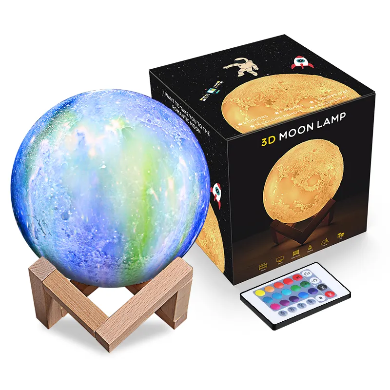 New Arrival Blue Sky Space 18CM 3D Touch Pat Moon Light Romantic Gift Chargeable Night Light