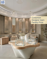 Vitrine à bijoux Meishi MS-003 LED, éclairage moderne, placage bois et verre, pour l'aménagement intérieur des magasins de détail
