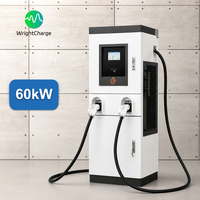 Cargador Rápido para Vehículos Eléctricos de Corriente Continua Comercial de 60 kW, CCS2, GBT, OCPP, RFID, IP55, Impermeable, Color Blanco, Modelo TA-DC-FQ, Área de Servicio en Carretera, WrightCharge