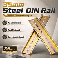 Rel Industri 35mm DIN Rail dengan Slot untuk Pemasangan Panel Otomasi Kabinet Listrik, Terminal Blok, Relay, Kontaktor