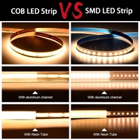 Bande LED COB COXO, fabricant Tuya, 12 volts, 5 mètres, flexible, 5 V, blanc chaud, pour rétroéclairage TV, 12 V, intelligente, 24 V, bande LED COB