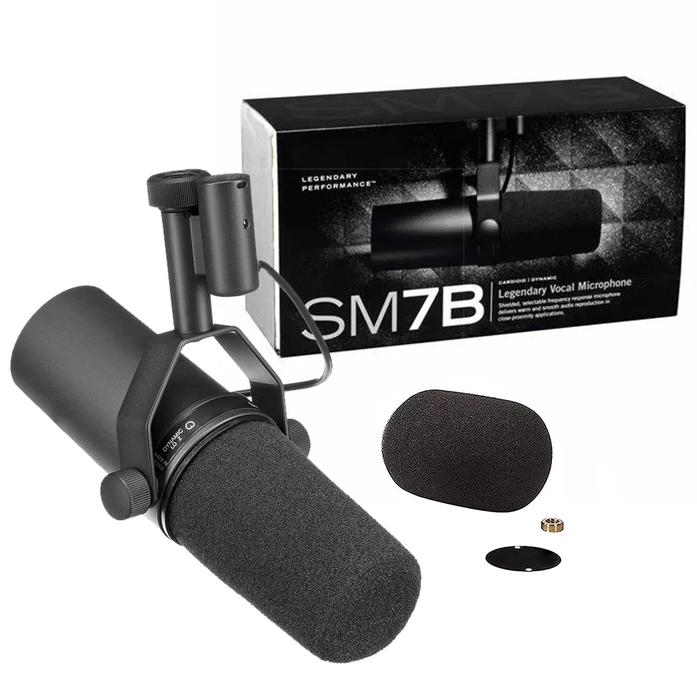 ไมโครโฟน SM7B เสียงร้องแบบไดนามิกระดับมืออาชีพสำหรับสตูดิโอบันทึกเสียงออกอากาศพ็อดแคสเตอร์นักร้อง