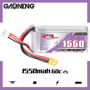GAONENG GNB 1550MAH 7.6V HV 2S 60C 120C HV XT30 LiPo Battery Soft Pack Long Range FreeStyle FPV LiHV High Voltage - Product Image 2