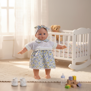 NINES DONIL Robe blanche Sweet Baby avec nouvel accessoire crème pour poupées filles - Product Image 3