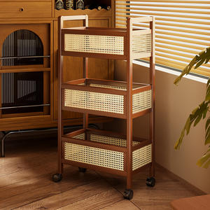 Étagère à collations en bambou <span class=keywords><strong>de</strong></span> luxe léger, <span class=keywords><strong>chariot</strong></span> <span class=keywords><strong>de</strong></span> rangement mobile sur roulettes pour salon, support <span class=keywords><strong>de</strong></span> rangement pour jouets sur pied - Product Image 2