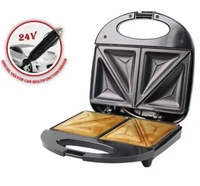 Mini-appareil électrique en aluminium 12V pour sandwichs et gaufres avec plaque de cuisson antiadhésive pour alimentation véhicule